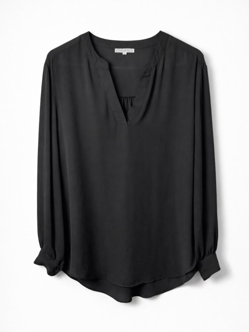 Maurices Sheer Long‑Sleeve Black Blouse | Women’s Large